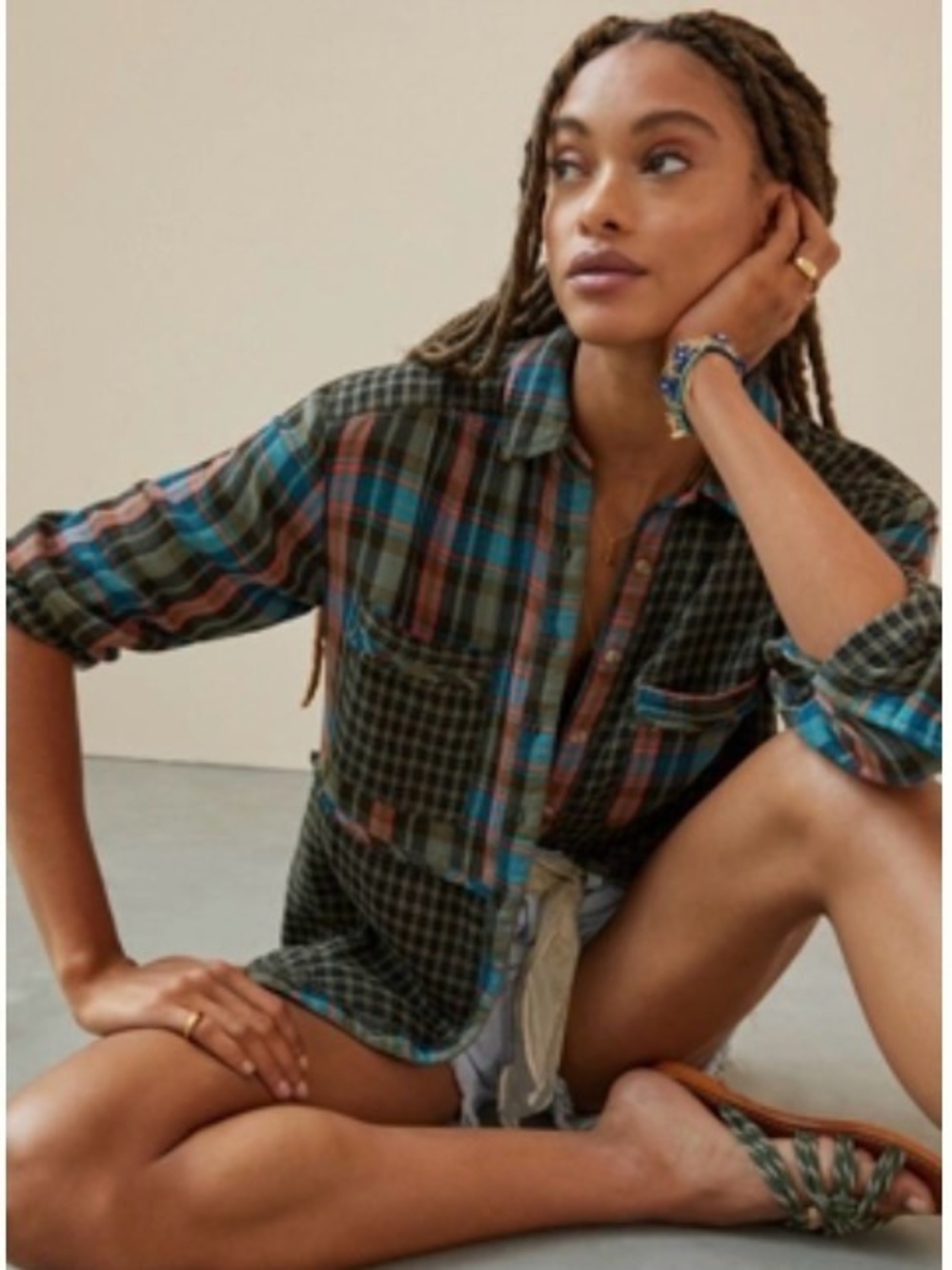 NWT Anthropologie Pilcro Multicolor Plaid Button Down Shirt